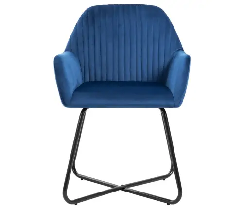 Valgomojo Kėdės, 2Vnt., Mėlynos Spalvos, Aksomas