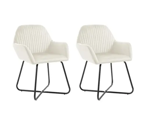 Virtuves Krēsli, 2 Gab., Krēmkrāsas Samts Vidaxl