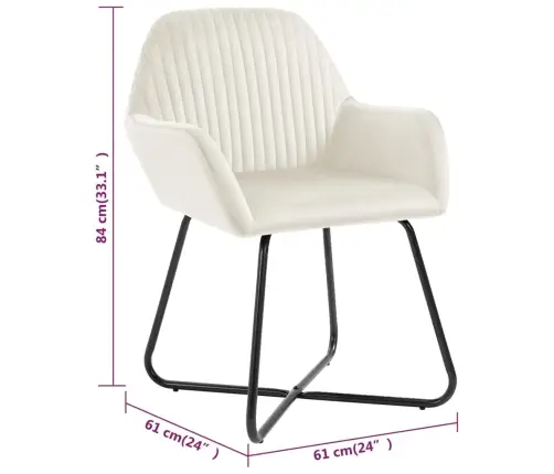 Virtuves Krēsli, 2 Gab., Krēmkrāsas Samts Vidaxl