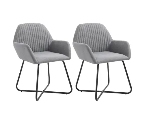 Virtuves Krēsli, 2 Gab., Gaiši Pelēks Audums Vidaxl
