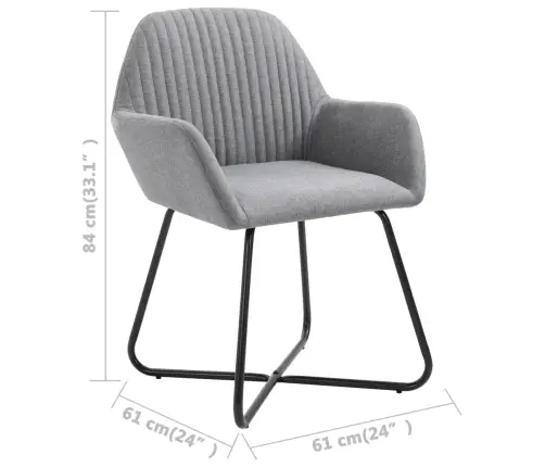 Virtuves Krēsli, 2 Gab., Gaiši Pelēks Audums Vidaxl