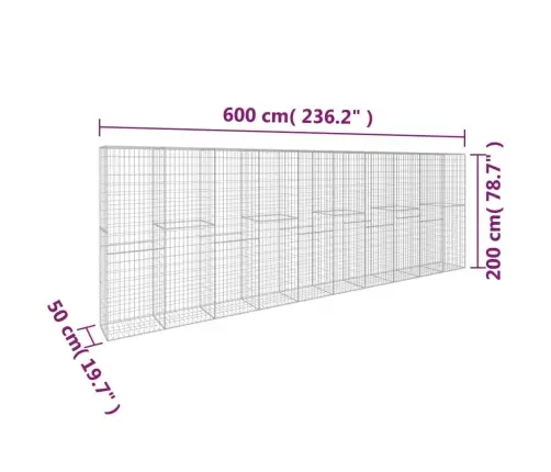 Gabions Ar Vāku, Cinkots Tērauds, 600X50X200 Cm Vidaxl