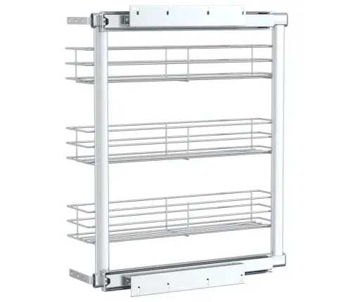 Virtuvės Krepšys, Sidabrinis, 47X15,5X55,5cm 3 Lentynos