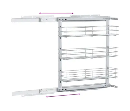 Virtuvės Krepšys, Sidabrinis, 47X15,5X55,5cm 3 Lentynos