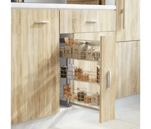 Virtuvės Krepšys, Sidabrinis, 47X15,5X55,5cm 3 Lentynos