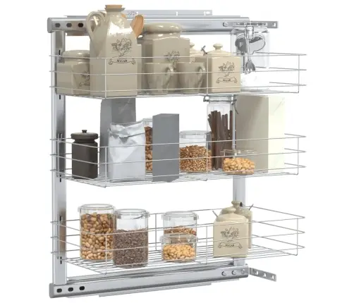 Ištraukiamas Vielinis Virtuvės Krepšys, 47X25X56cm 3 Lentynos