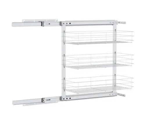 Ištraukiamas Vielinis Virtuvės Krepšys, 47X25X56cm 3 Lentynos