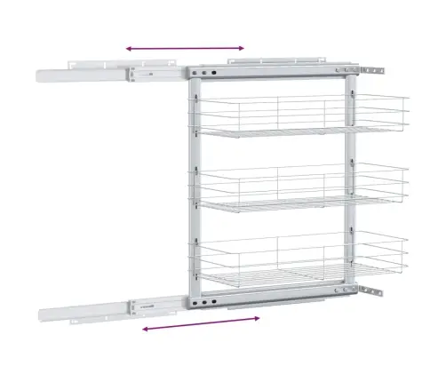 Ištraukiamas Vielinis Virtuvės Krepšys, 47X25X56cm 3 Lentynos