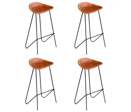 Bāra Krēsli, 4 Gab., Brūna Dabīgā Āda Vidaxl