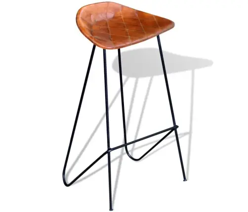 Bāra Krēsli, 4 Gab., Brūna Dabīgā Āda Vidaxl