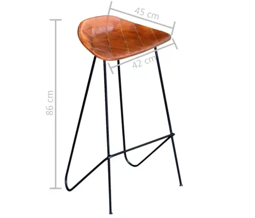 Bāra Krēsli, 4 Gab., Brūna Dabīgā Āda Vidaxl