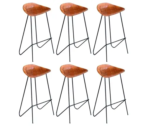 Baro Kėdės, 6Vnt., Rudos Spalvos, Tikra Oda