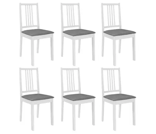 Söögitoolid Istmepatjadega 6 Tk Valge, Toekast Puidust