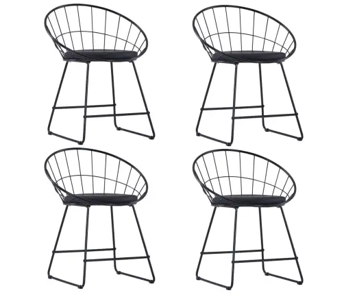 Söögitoolid Kunstnahast Istmetega 4 Tk, Must, Teras