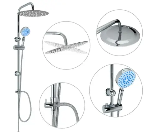 Kahe Otsakuga Dušikomplekt Käsidušiga, Roostevaba Teras