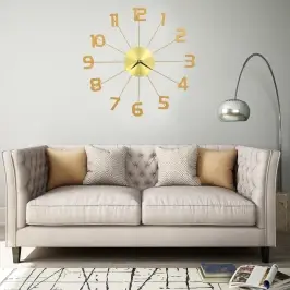 Sienas Pulkstenis, 50 Cm, Metāls, Zelta Krāsa	 Vidaxl