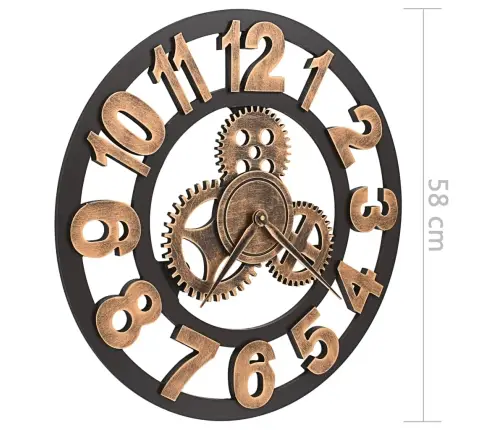 Sienas Pulkstenis, 58 Cm, Metāls, Zelta Un Melna Krāsa Vidaxl