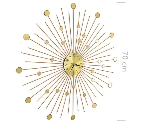 Sienas Pulkstenis, 70 Cm, Metāls, Zelta Krāsa Vidaxl