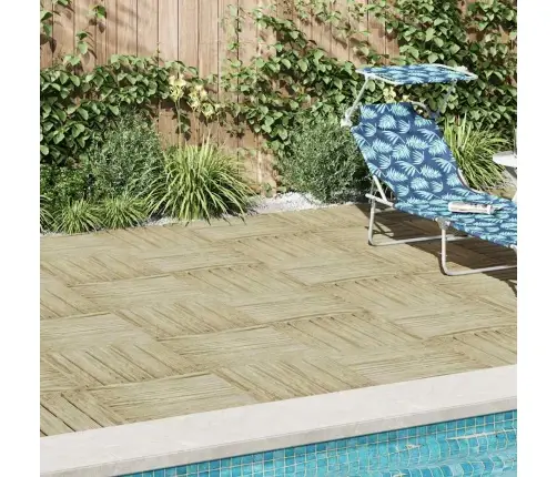 Terases Flīzes, 12 Gab., 50X50 Cm, Zaļš Koks Vidaxl