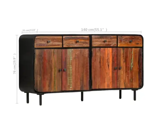 Taaskasutatud Puidust Puhvetkapp 140 X 35 X 76 Cm