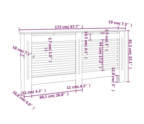 Radiatoriaus Uždangalas, Baltos Sp., 172X19X81,5cm Mdf