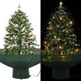Kalėdų Eglutė Su Sniegu Ir Skėčio Formos Pagrindu, Žalia, 75Cm