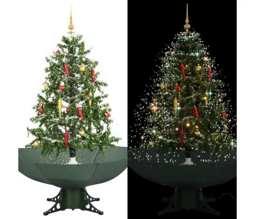 Mākslīgā Ziemassvētku Egle Ar Sniegu Un Pamatni, Zaļa, 140 Cm Vidaxl