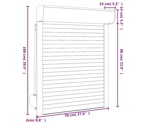 Ruļļu Slēģis, 70X100 Cm, Alumīnijs, Antracītpelēks Vidaxl