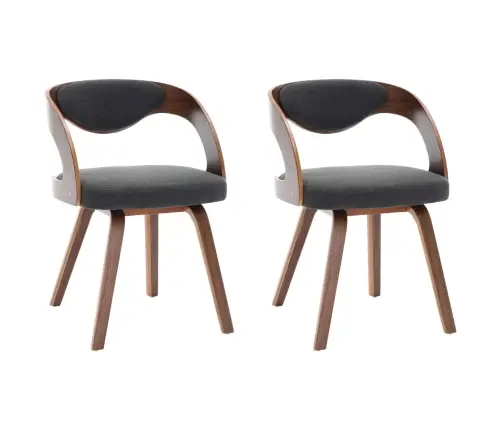 Valgomojo Kėdės, 2Vnt., Tams. Pilkos Sp., Išlenkta Med. Ir Aud. Valgomojo Kėdės, 2Vnt., Tams. Pilkos Sp., Išlenkta Med. Ir Aud.