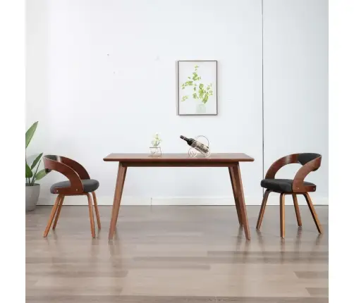 Valgomojo Kėdės, 2Vnt., Tams. Pilkos Sp., Išlenkta Med. Ir Aud. Valgomojo Kėdės, 2Vnt., Tams. Pilkos Sp., Išlenkta Med. Ir Aud.