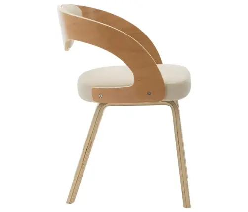 Virtuves Krēsli, 2 Gab., Liekts Koks Un Mākslīgā Āda, Krēmkrāsā Vidaxl