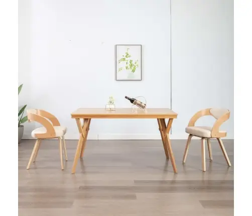 Virtuves Krēsli, 2 Gab., Liekts Koks Un Mākslīgā Āda, Krēmkrāsā Vidaxl