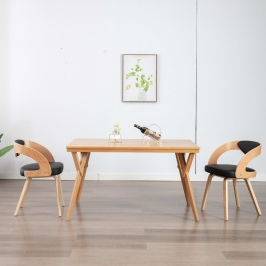 Söögitoolid 2 Tk, Must Painutatud Puit Ja Kunstnahk