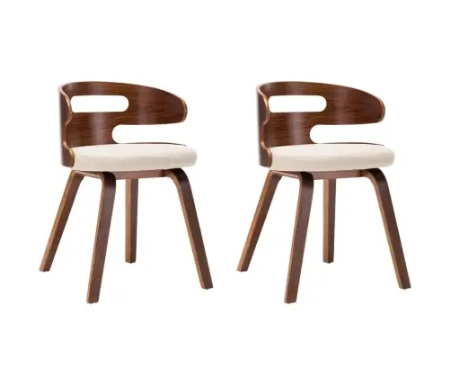 Söögitoolid 2 Tk, Kreemjasvalge, Painutatud Puit Ja Kunstnahk