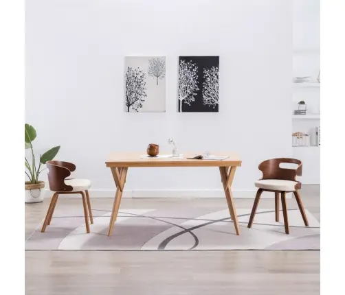 Söögitoolid 2 Tk, Kreemjasvalge, Painutatud Puit Ja Kunstnahk