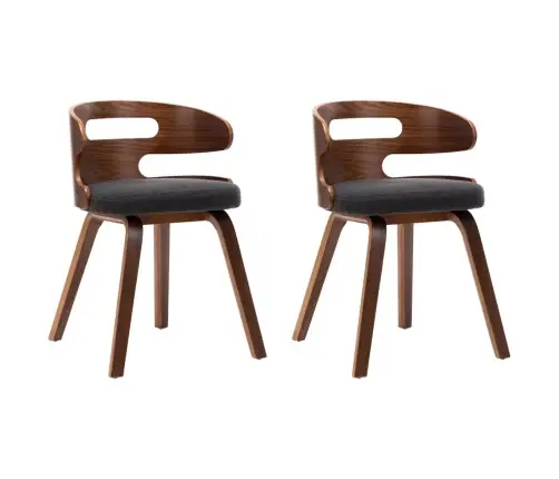 Virtuves Krēsli, 4 Gab., Izliekts Koks Un Audums, Tumši Pelēki Vidaxl