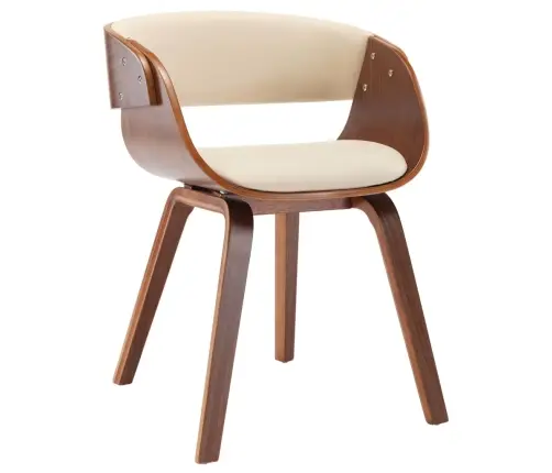 Söögitool, Kreemjasvalge, Painutatud Puit Ja Kunstnahk