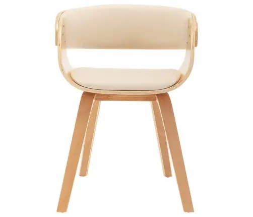 Virtuves Krēsls, Izliekts Koks Un Mākslīgā Āda, Krēmkrāsa Vidaxl