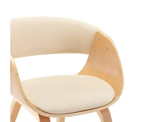 Virtuves Krēsls, Izliekts Koks Un Mākslīgā Āda, Krēmkrāsa Vidaxl