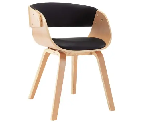 Virtuves Krēsls, Izliekts Koks Un Mākslīgā Āda, Melns Vidaxl