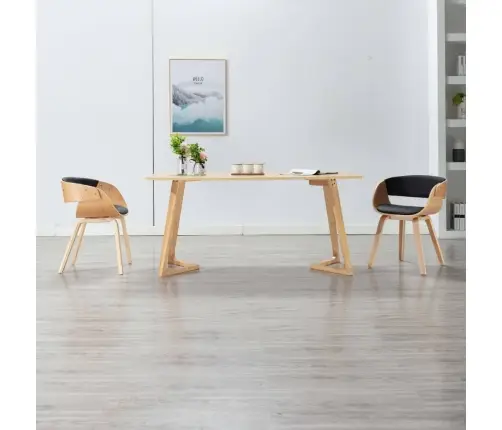 Virtuves Krēsls, Izliekts Koks Un Mākslīgā Āda, Melns Vidaxl