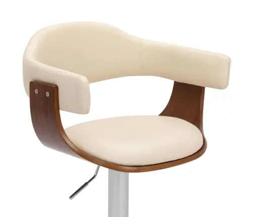 Bāra Krēsli, 2 Gab., Izliekts Koks, Krēmkrāsas Mākslīgā Āda Vidaxl