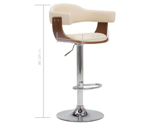 Bāra Krēsli, 2 Gab., Izliekts Koks, Krēmkrāsas Mākslīgā Āda Vidaxl