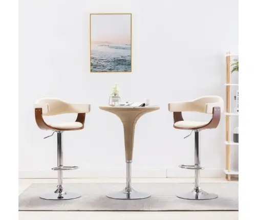 Bāra Krēsli, 2 Gab., Izliekts Koks, Krēmkrāsas Mākslīgā Āda Vidaxl