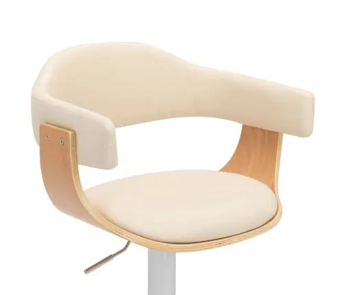 Bāra Krēsli, 2 Gab., Izliekts Koks, Krēmkrāsas Mākslīgā Āda Vidaxl