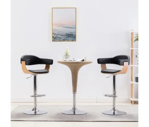 Baaritoolid 2 Tk, Must, Painutatud Puit Ja Kunstnahk