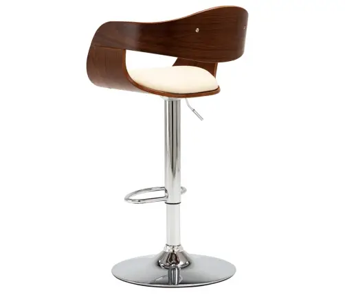 Bāra Krēsls, Krēmkrāsas, Liekts Koks Un Mākslīgā Āda Vidaxl