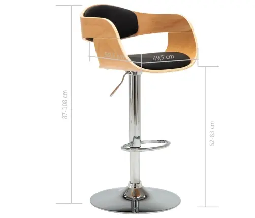 Bāra Krēsls, Melns, Liekts Koks Un Mākslīgā Āda Vidaxl