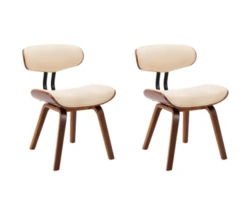 Virtuves Krēsli, 2 Gab., Liekts Koks Un Mākslīgā Āda, Krēmkrāsā Vidaxl