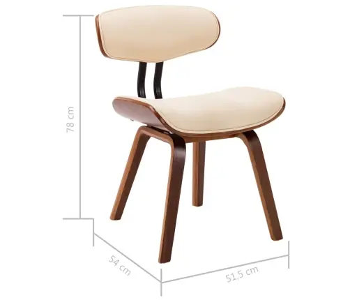 Virtuves Krēsli, 2 Gab., Liekts Koks Un Mākslīgā Āda, Krēmkrāsā Vidaxl